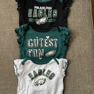 Philadelphia Eagles Onesies for Baby Girl- Set of 3